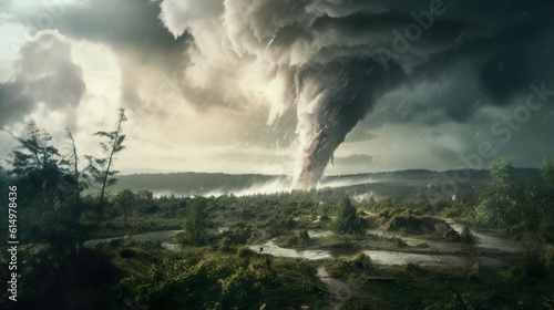 Tornado In Stormy Landscape Climate Change