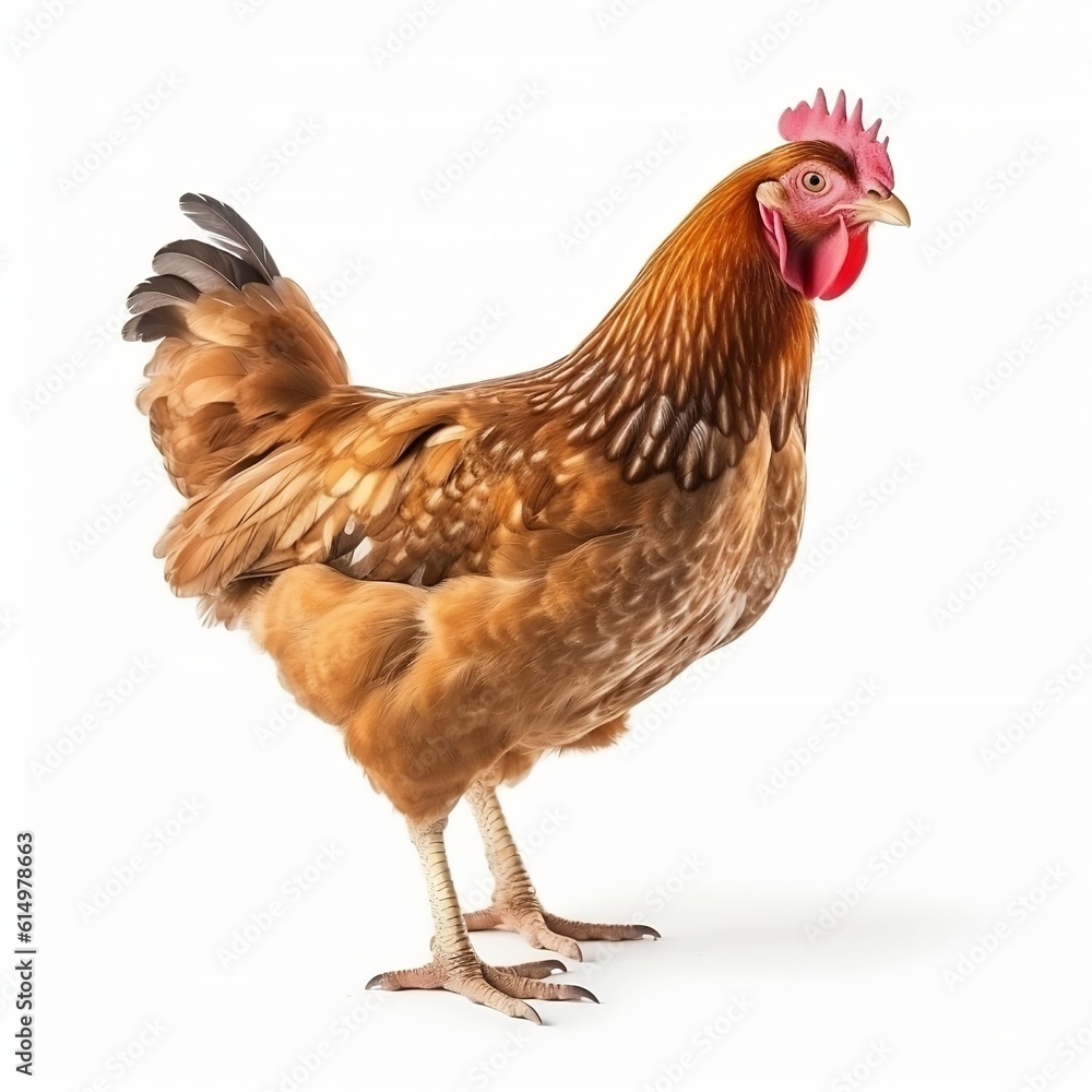 Fototapeta premium Rooster isolated on white background, Generative AI