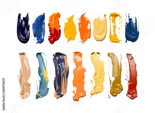 Acrylic brush strokes. Vector set for social, banner or card.
