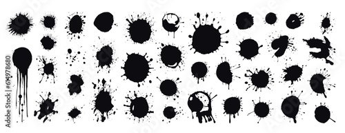 Black ink splashes. Vector set for social, banner or card.