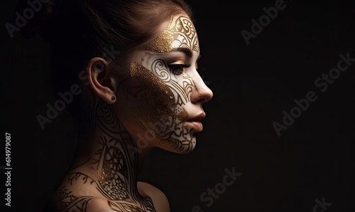 Her face became a canvas for intricate tattoo-like designs that mesmerized. Creating using generative AI tools