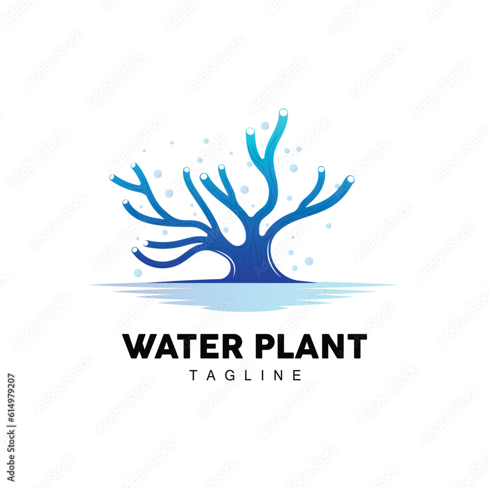 Coral Logo, Marine Plant Design Place Marine Animal, Seaweed Sea Vector Coral Logo, Marine Plant Design Place Marine Animal, Seaweed Sea Vector