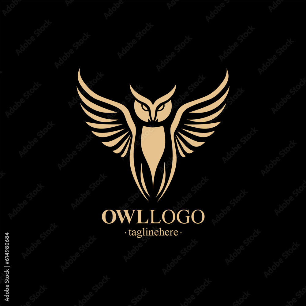 Vector Line art logo of a owl Vector Line art logo of a owl