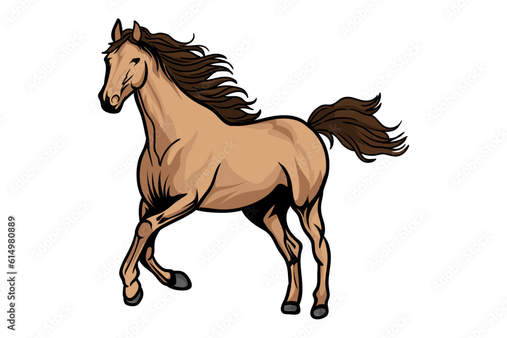 Fototapeta premium brown warmblood horse running galloping on white background stock vector