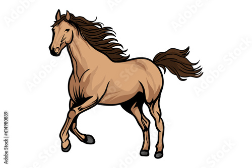 brown warmblood horse running galloping on white background stock vector