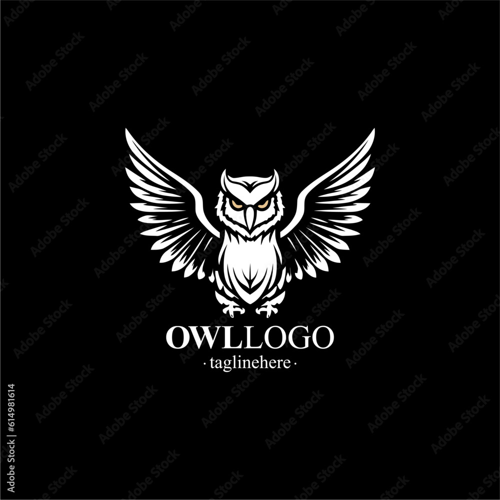Obraz premium Vector Line art logo of a owl