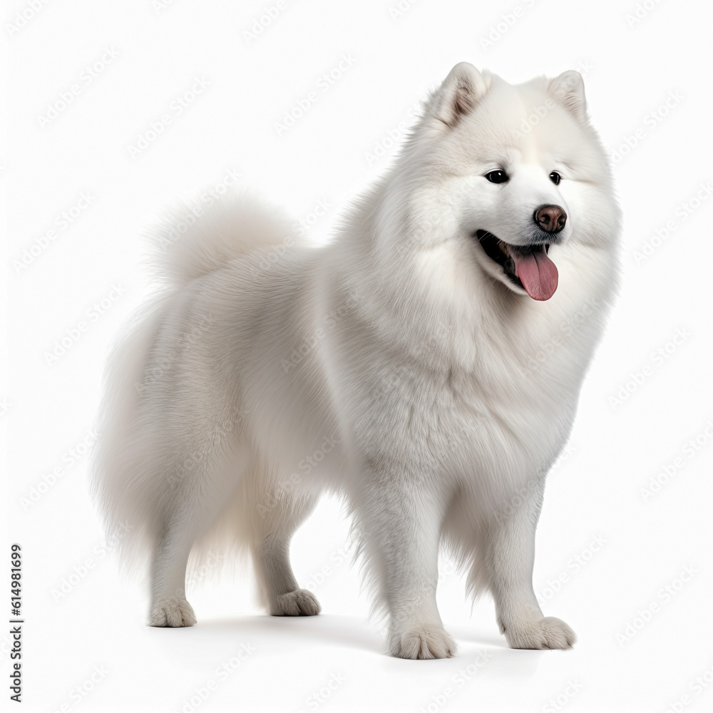 Samoyed dog isolated on white background, ai generative. Samoyed dog isolated on white background, ai generative.