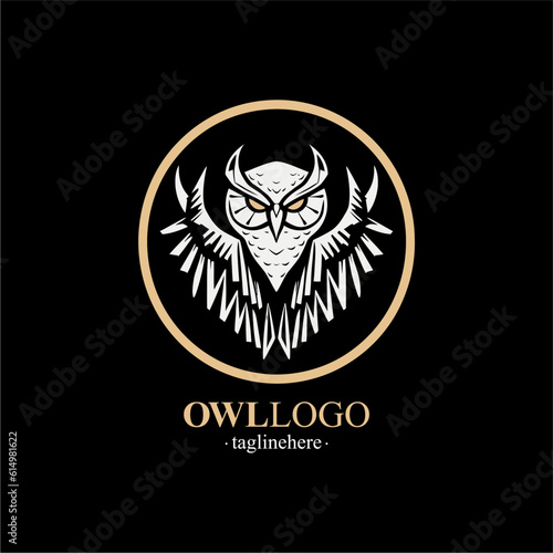 Vector Line art logo of a owl