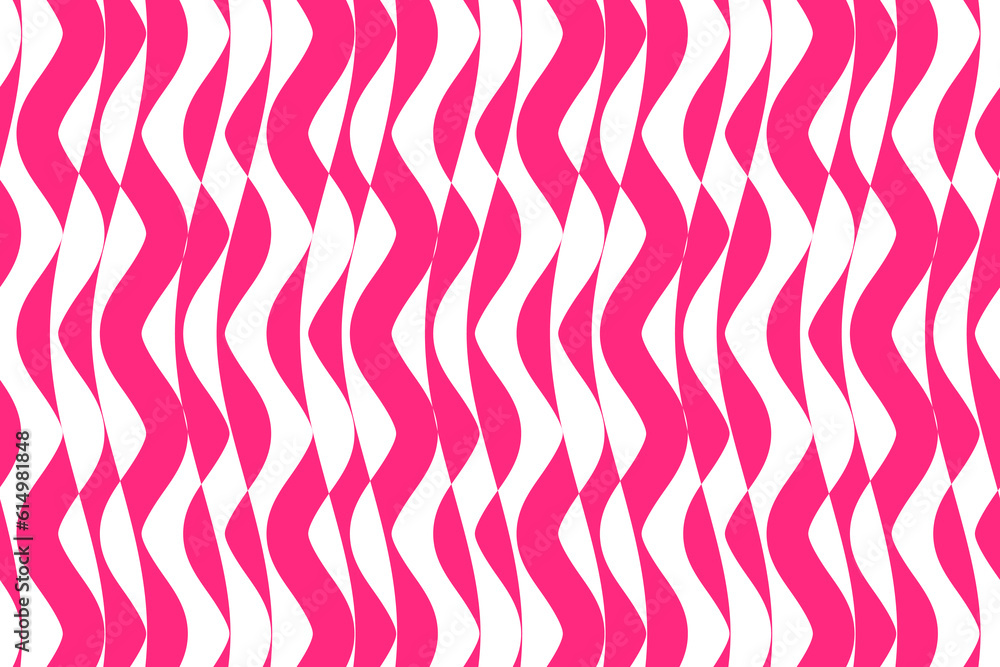 Abstract geometric shapes background vector. Pink and white wave stripes fabric pattern. Wavy stripes ethnic pattern.
