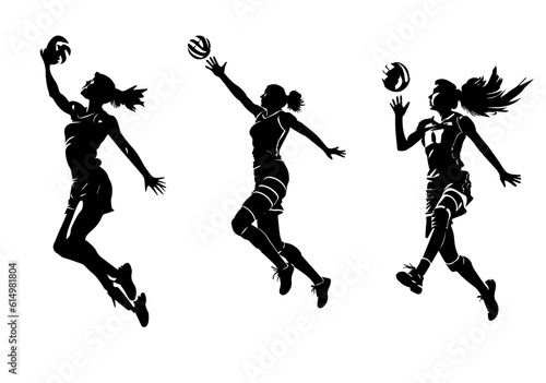 volleyball woman player. volleyball silhouettes