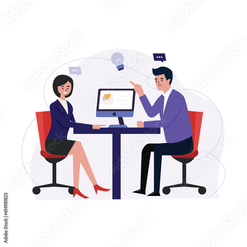 	
Business consultation flat illustration