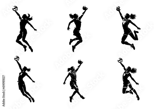 volleyball woman player. volleyball silhouettes