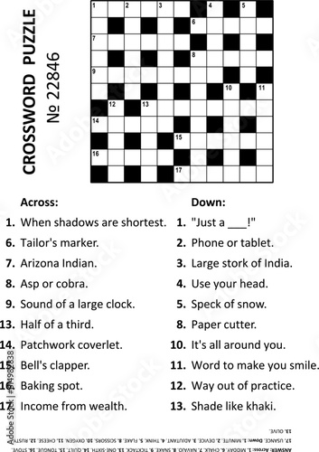 Crossword puzzle game № 22846. General knowledge, family friendly content. Answer included.

