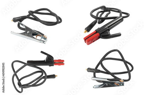 Welding equipment isolated on white background. Multi-process welder. Set of accessories for arc welding