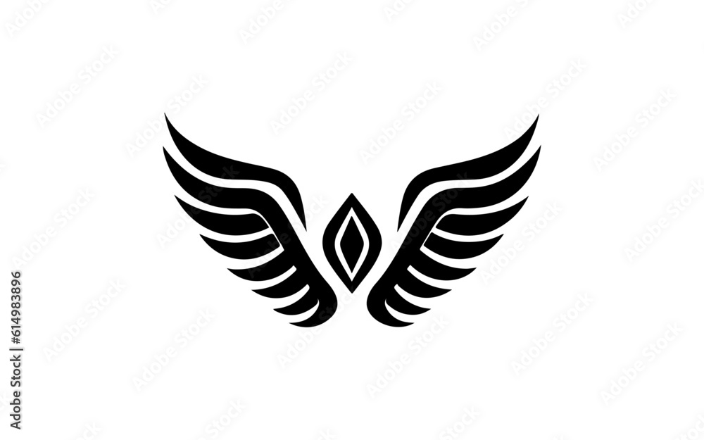 Wing shape isolated illustration with black and white style for template. Wing shape isolated illustration with black and white style for template.