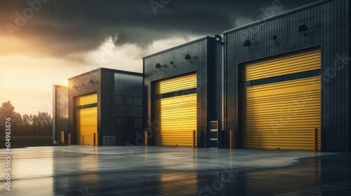 Industrial garage gray and yellow color. Generative ai