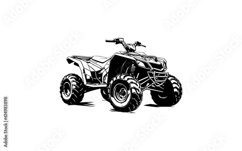 atv or quad bike shape isolated illustration with black and white style for template.