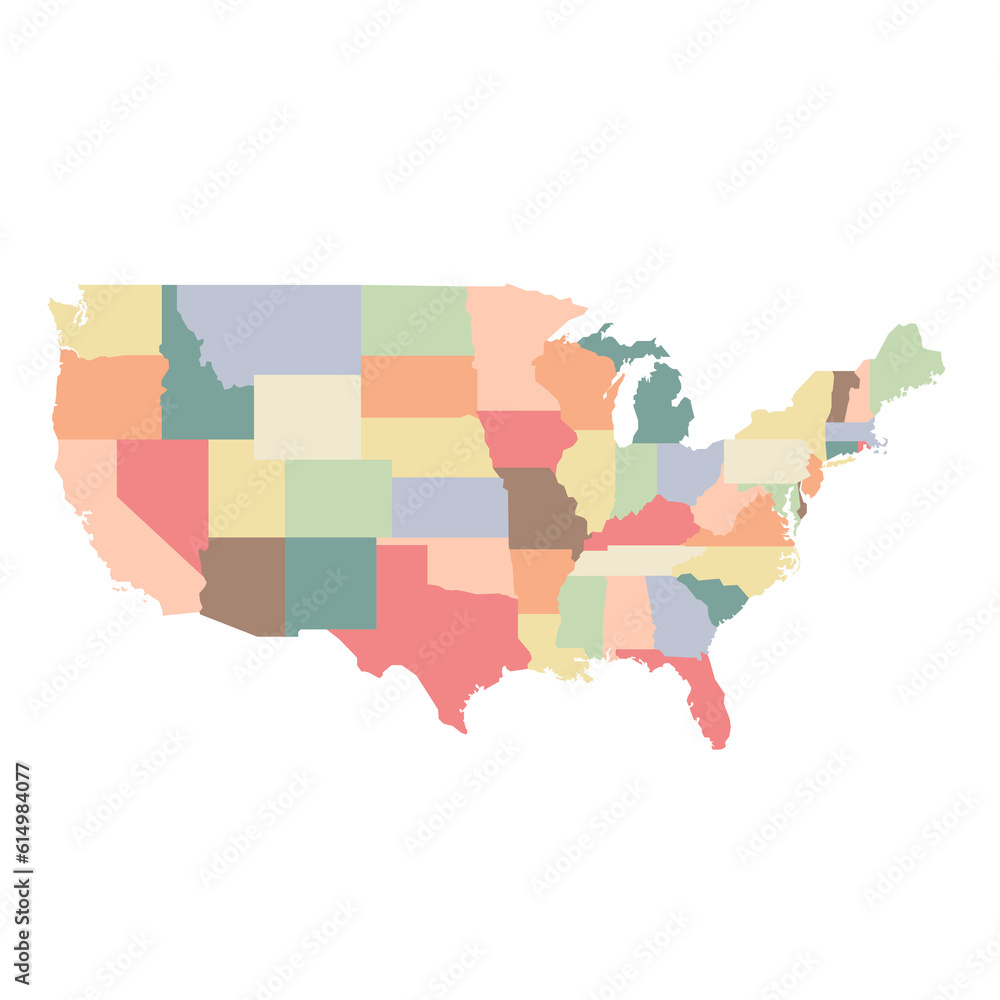Colorful USA map seperate by states