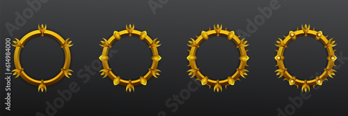 Gold game gui avatar circular border fantasy frame set for game ui 