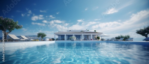 Luxury villa with infinity pool. Generative AI