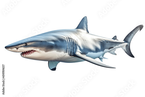 Dangerous marine great white shark swimming in the ocean isolated on transparent background. AI Generated