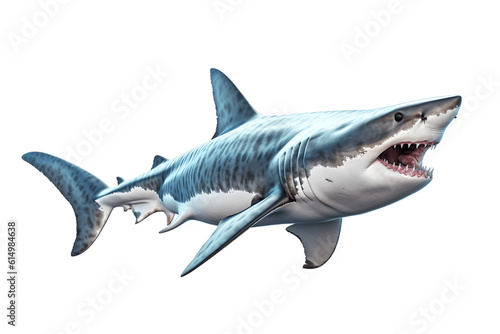 Dangerous marine great white shark swimming in the ocean isolated on transparent background. AI Generated © zeenika