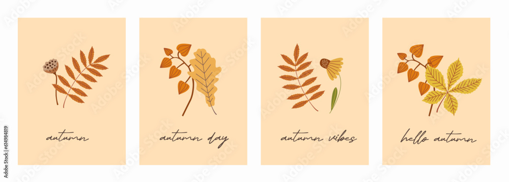 Floral nature postcards designs, autumn plant and quotes. Vertical botanical backgrounds, flowers, branches, leaves. Floral nature postcards designs, autumn plant and quotes. Vertical botanical backgrounds, flowers, branches, leaves.