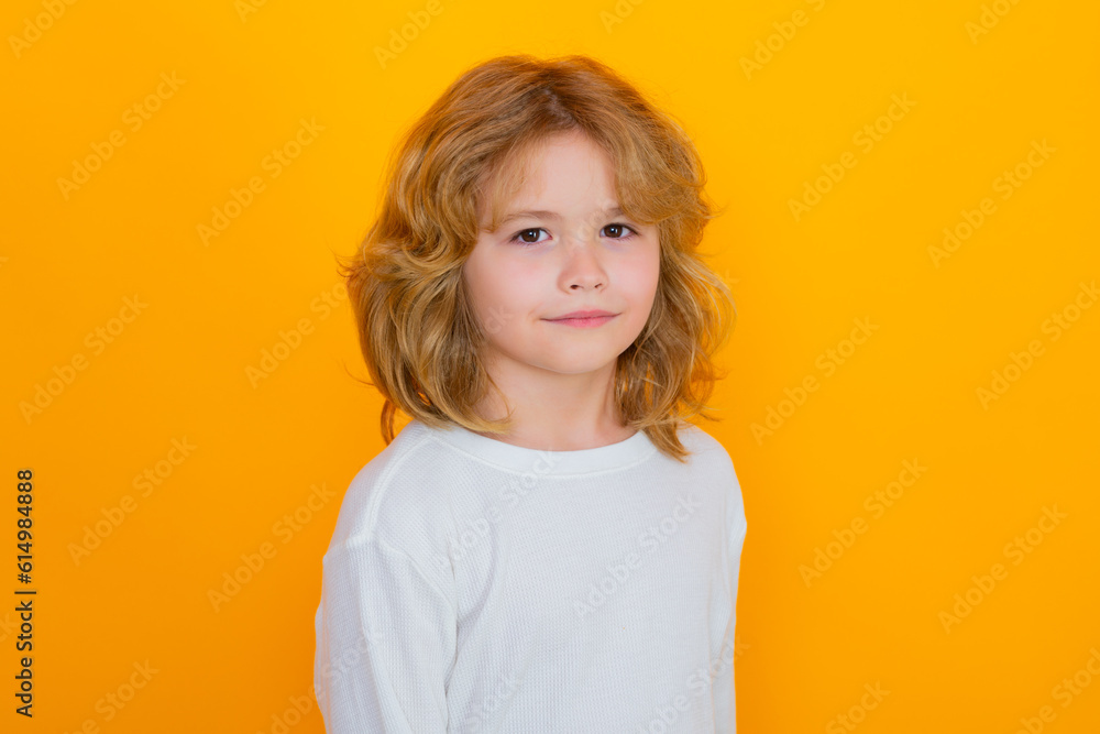 Portrait of cute smiling child, isolated studio background. Happy kid, happy and smiling emotions. Portrait of cute smiling child, isolated studio background. Happy kid, happy and smiling emotions.