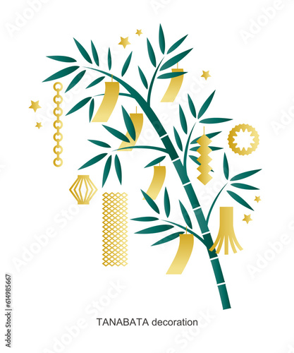 七夕飾りのイラスト素材 ベクター 7月 夏 シンプル