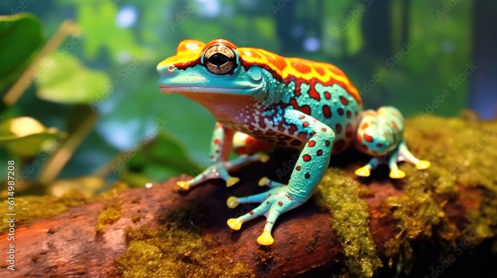 Obraz premium Colorful jungle tree frog, Amphibian wildlife in the rainforest.