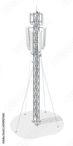 Call phone internet 5g antenna high tower isometric isolated cartoon vector