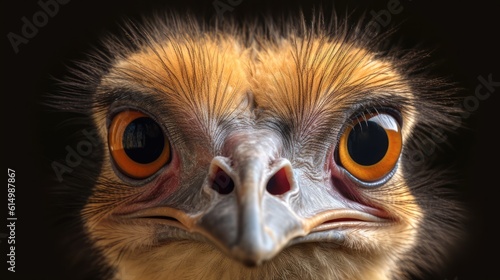 Head and neck portrait of an ostrich bird  The largest living bird  Zoo bird.