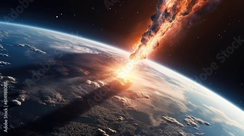 Meteor towards earth, Burning asteroid moving to the Earth.