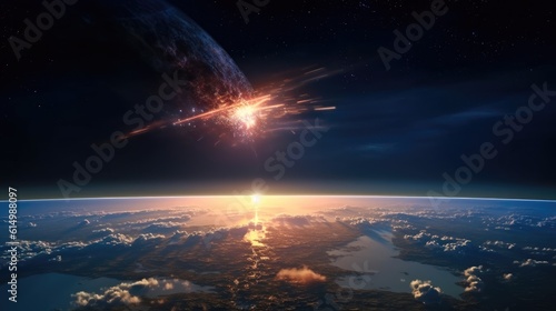 Meteor towards earth, Burning asteroid moving to the Earth.