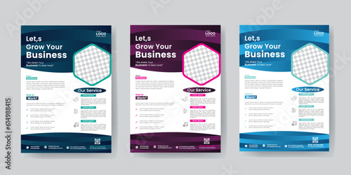 Corporate business flyer template design set with blue, marketing, business proposal, promotion, advertise, publication, vector illustration template in A4 size. new digital marketing flyer set