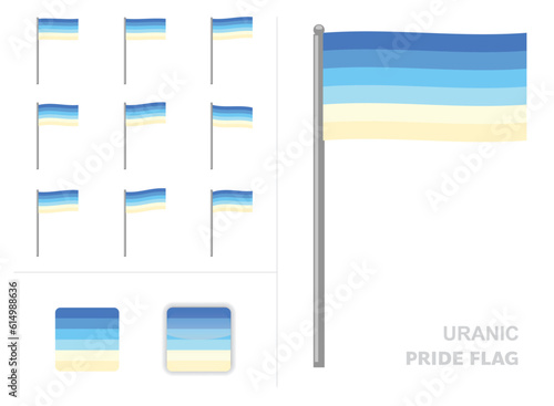 Uranic Pride Flag Waving Animation App Icon Vector photo