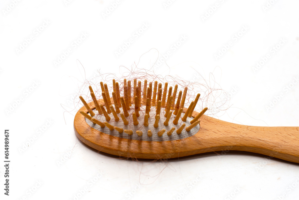 Hairs loss fall in comb on white background. Hairs loss fall in comb on white background.