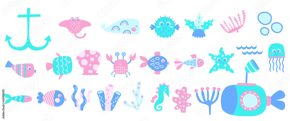 Cute Playful Children Graphic Ocean Life 2