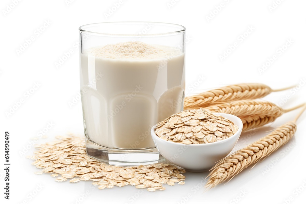 oat milk isolated on white background. Generated by AI. oat milk isolated on white background. Generated by AI.