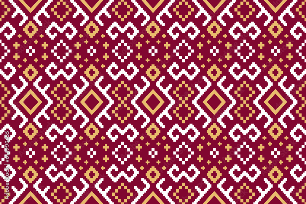 Pink Cross stitch colorful geometric traditional ethnic pattern Ikat seamless pattern border abstract design for fabric print cloth dress carpet curtains and sarong Aztec African Indian Indonesian 