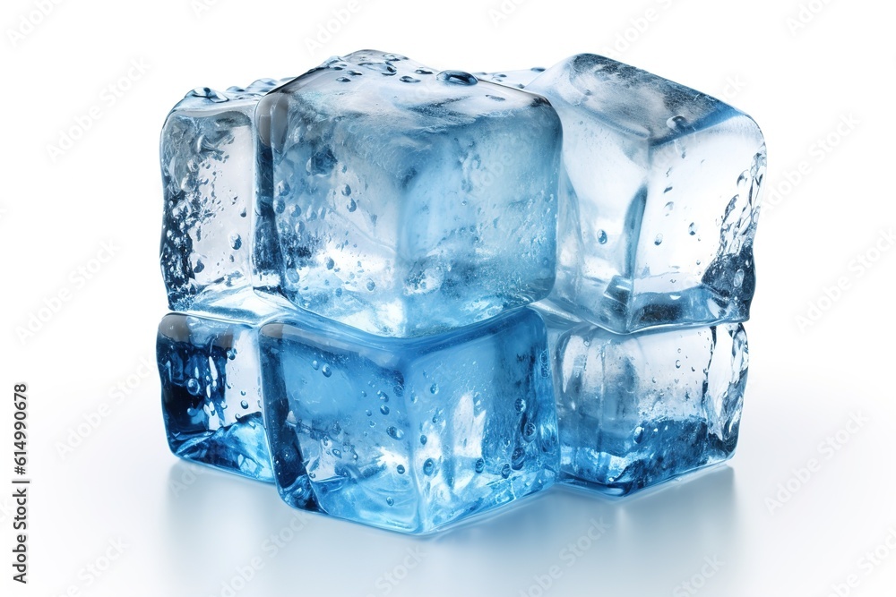 ice cubes isolated on white background. Generated by AI. ice cubes isolated on white background. Generated by AI.