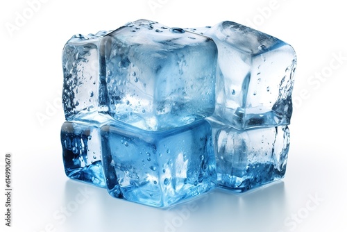 ice cubes isolated on white background. Generated by AI.
