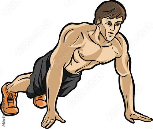 men workout exercise fitness push up 