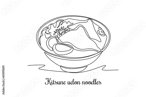 Continuous one line drawing Japanese food concept. Single line draw design vector graphic illustration.