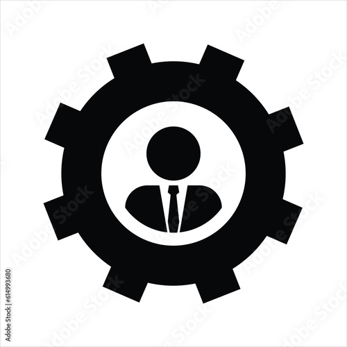 user icon vector. illustration of a man in gear silhouette. employed sign. isolated on white background.