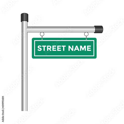 Green street sign, fixed on a pole. An individual street name can be labeled