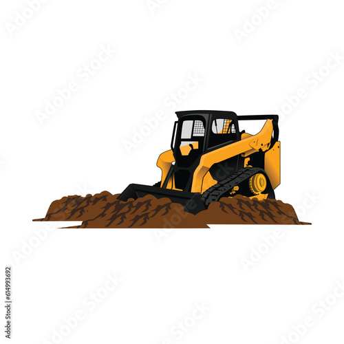 Skid steer heavy equipment illustration on white background