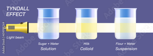 Tableau sur toile tyndall effect, principle, law and theorem vector illustration