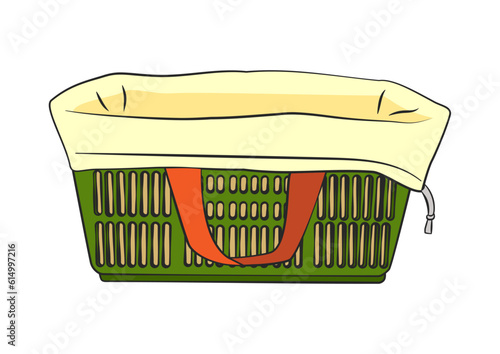 エコバックを被せたスーパーの買い物かごのイラスト アイコン素材