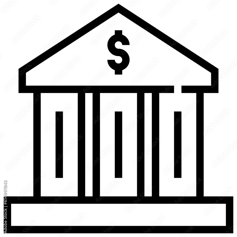 bank money saving building location map icon simple line bank money saving building location map icon simple line